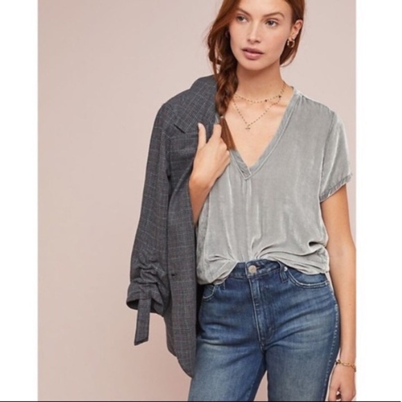 CLOTH & STONE Anthropologie Velvet Tee - Picture 11 of 11